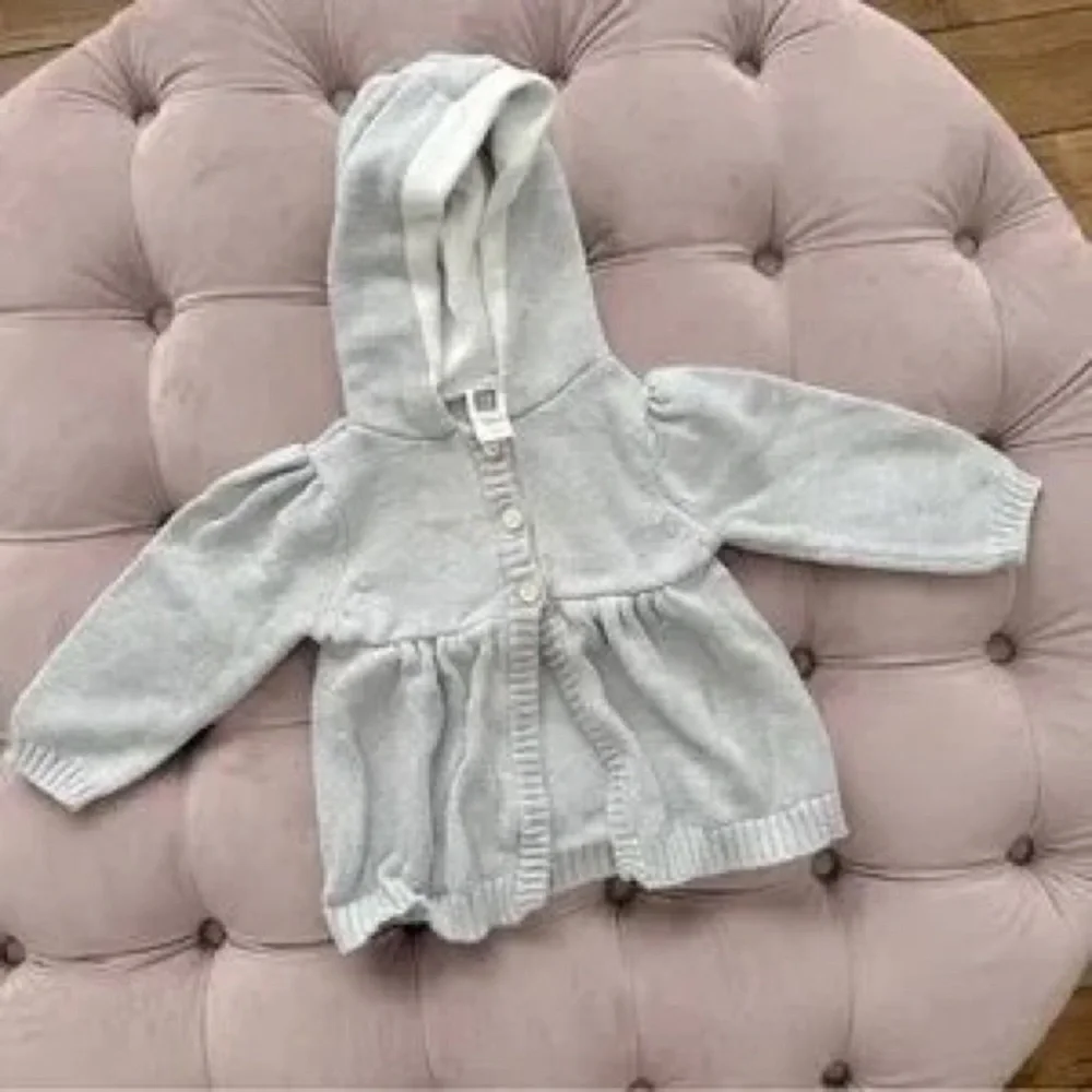 Carter's Light Gray Quilted One-Piece and Hooded Cardigan Set